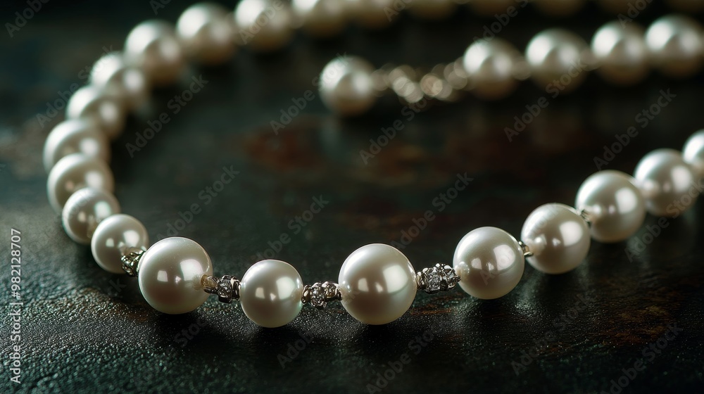Elegant Pearl Necklace on a Dramatic Dark Background - Timeless and Classic Jewelry Piece