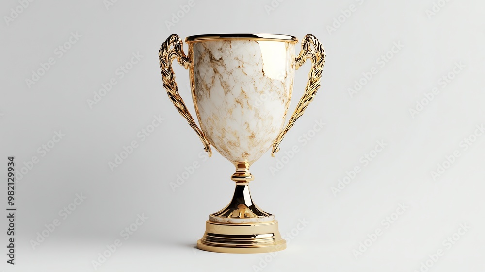 A gleaming marble trophy with gold accents. A gleaming marble trophy with gold accents.