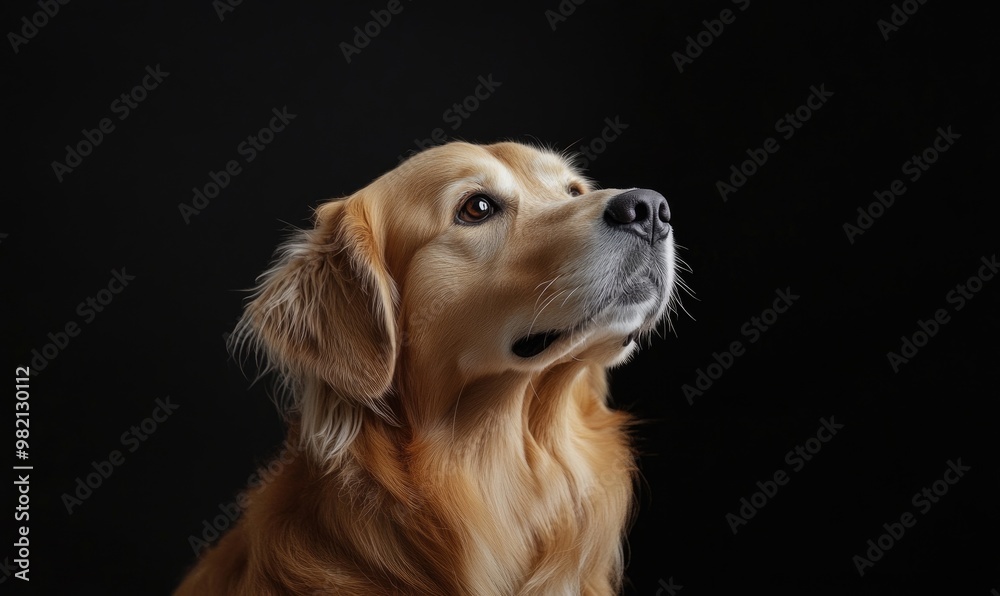 A dog with a brown coat and a black background