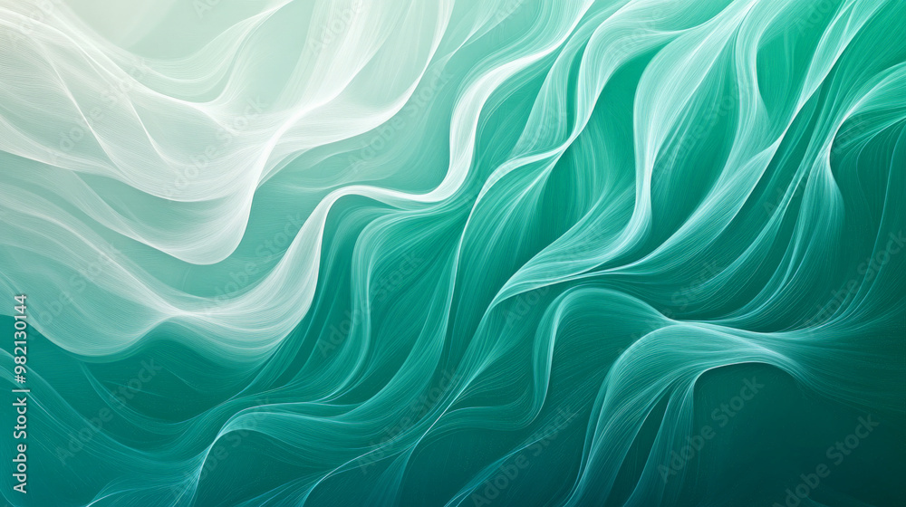 Gradient hues of teal and emerald blend into each other, with delicate white wavy lines weaving throughout the background for a calming, organic design. Gradient hues of teal and emerald blend into each other, with delicate white wavy lines weaving throughout the background for a calming, organic design.