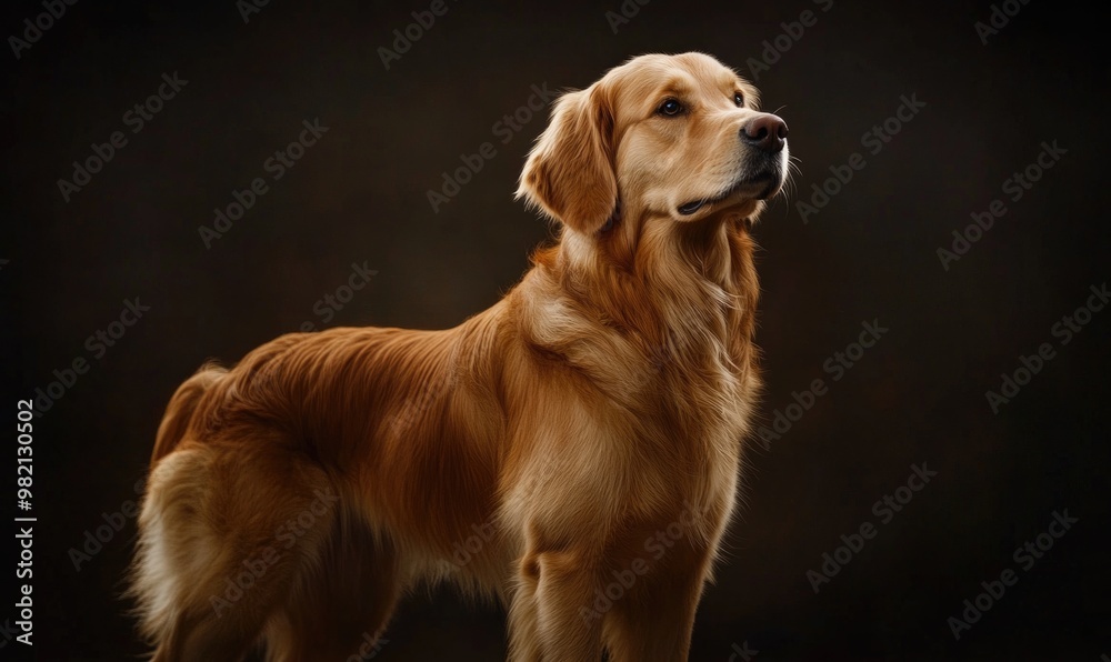 Obraz premium A brown dog stands in front of a dark background