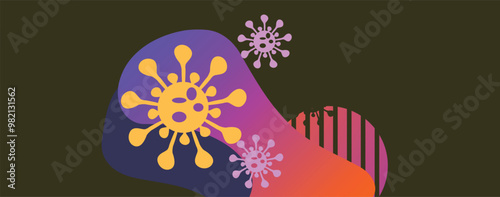 Coronavirus 2019-nCoV. Coronavirus 2019-nCoV outbreak. Virus cells on colorful background.