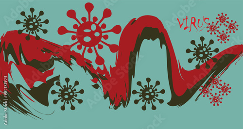 Coronavirus 2019-nCoV. Coronavirus 2019-nCoV outbreak. Virus cells on colorful background.