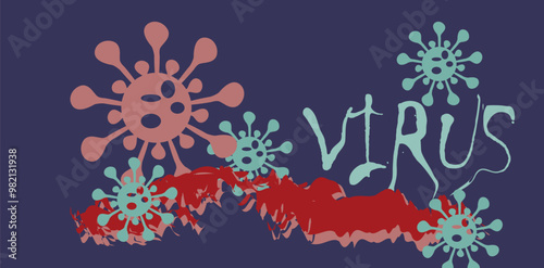 Coronavirus 2019-nCoV. Coronavirus 2019-nCoV outbreak. Virus cells on colorful background.