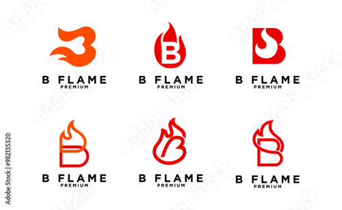 B letter 6 flame logo icon design illustration photo