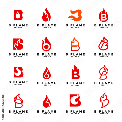 B letter 6 flame logo icon design illustration