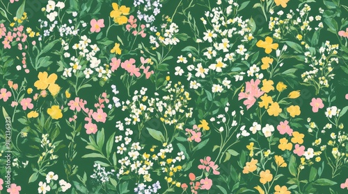 Floral liberty pattern featuring a plant background suitable for fashion tapestries and prints Contemporary floral design ideal for fashion and decoration showcasing a ditsy floral seamless patter