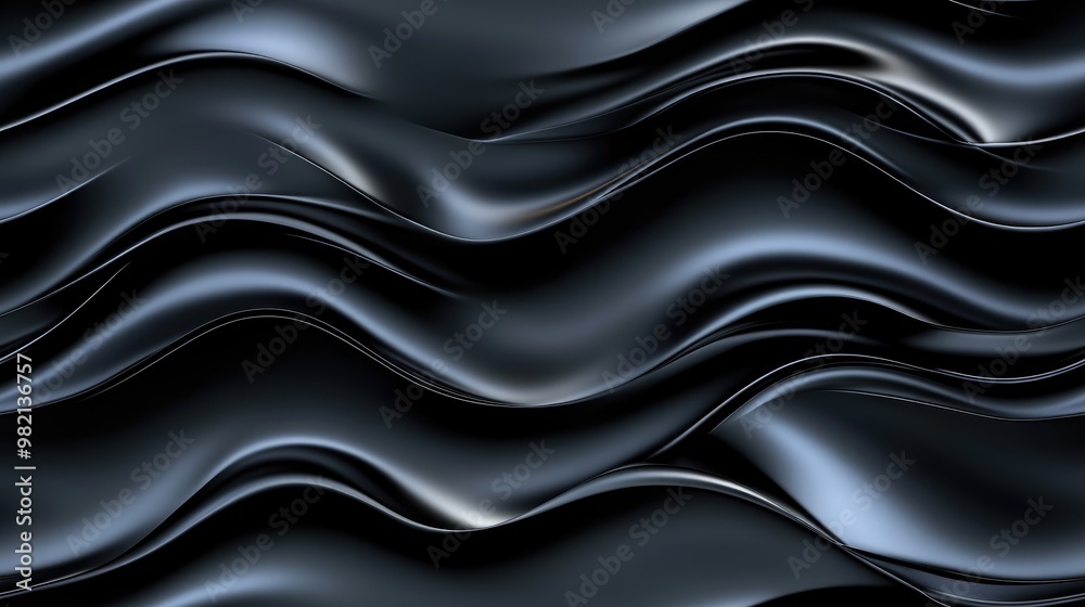 3D rendered seamless texture of soft waves on a glossy black background 3D rendered seamless texture of soft waves on a glossy black background