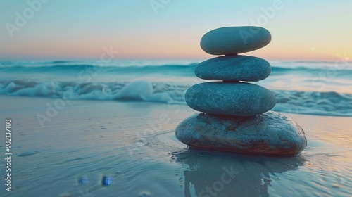 Serene zen meditation landscape  tranquil nature with balanced stones for spiritual reflection