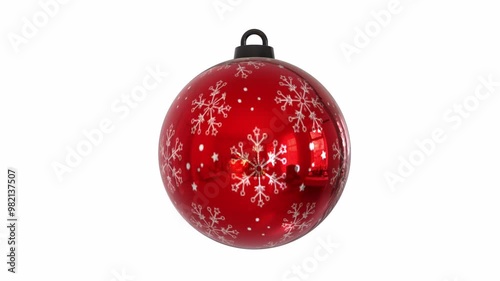 Festive 3D rendering of a red Christmas ornament with snowflake design
