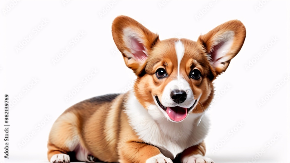 Adorable brown and white puppy with big ears and a happy expression, isolated on a white background. Adorable brown and white puppy with big ears and a happy expression, isolated on a white background.
