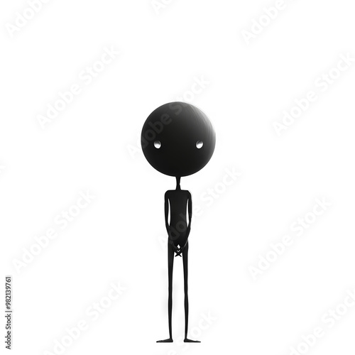 A simple black figure illustration on a white background, representing a minimalist design style.