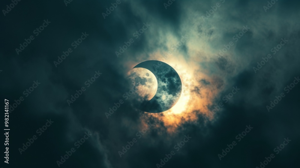Partial Solar Eclipse Through Dark Clouds Partial Solar Eclipse Through Dark Clouds