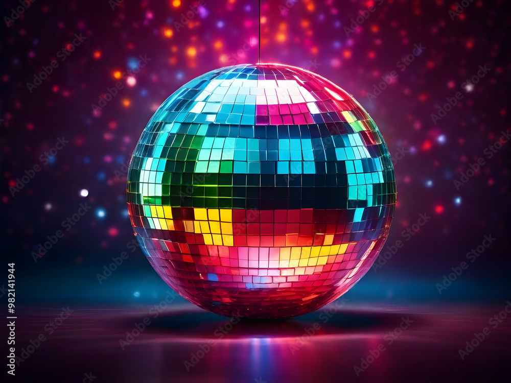Obraz premium disco ball with disco lights,Ai generated 