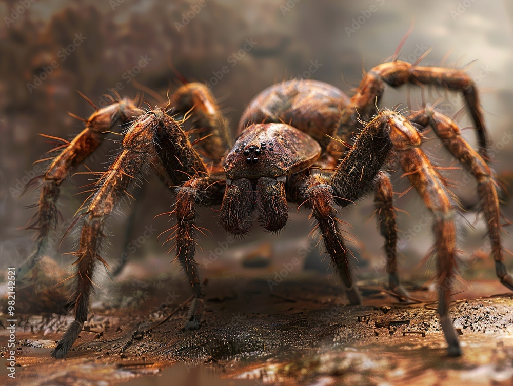 Close Up of a Brown Spider with Eight Legs and Hairy Body Close Up of a Brown Spider with Eight Legs and Hairy Body
