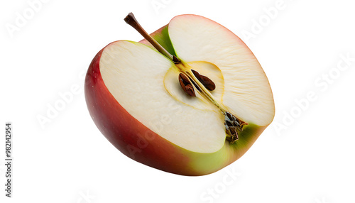 one half of apple on a white isolated background. Generative AI.