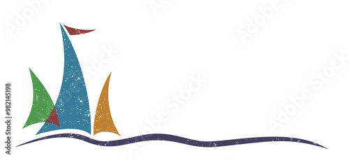 The Yacht symbol with color sails and sea.