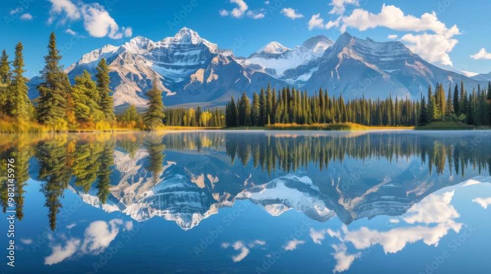 Mountain Lake Reflection with Snow-Capped Peaks Mountain Lake Reflection with Snow-Capped Peaks