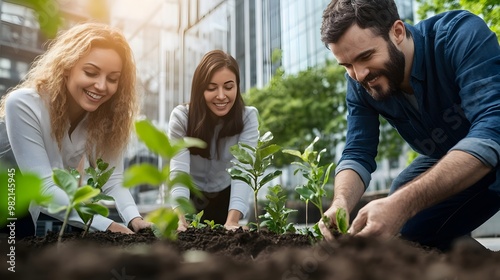 Corporate employees plantin...