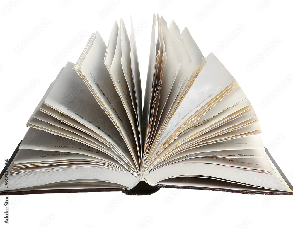 Opened book browsing pages shuffling. Generative AI.
