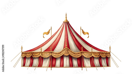  Vintage circus tent illustration isolated on white background