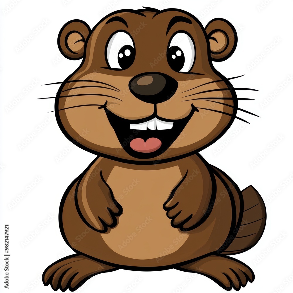 Obraz premium Happy Beaver Cartoon.