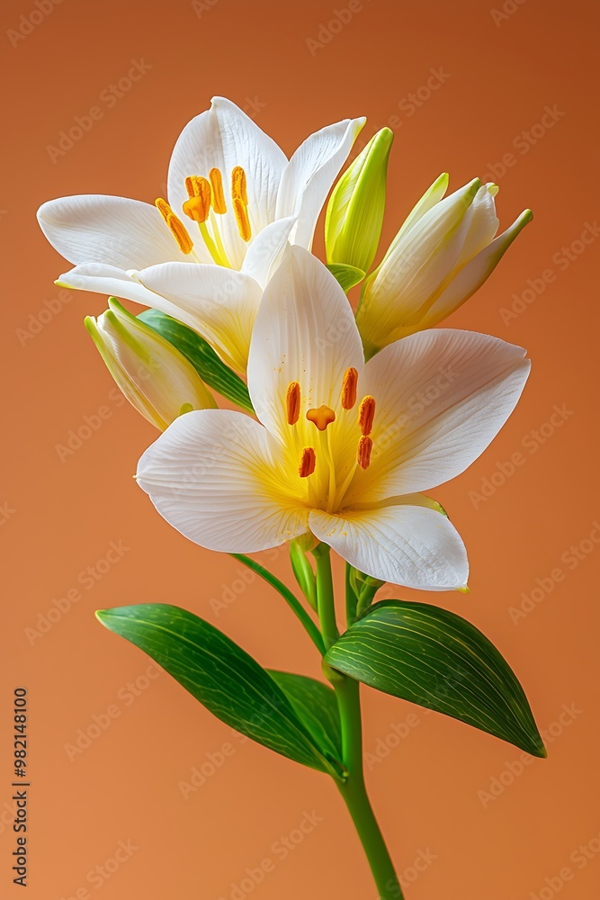 Tuberose flower on an isolated pastel pink background Tuberose flower on an isolated pastel pink background