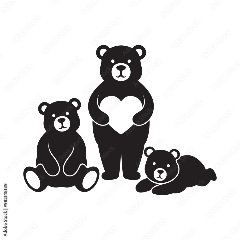 Naklejka premium set of bear silhouettes, collection, bundle
