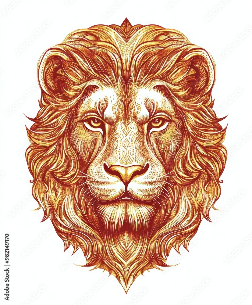 A stylized illustration of a lion's head with intricate details and warm colors. A stylized illustration of a lion's head with intricate details and warm colors.