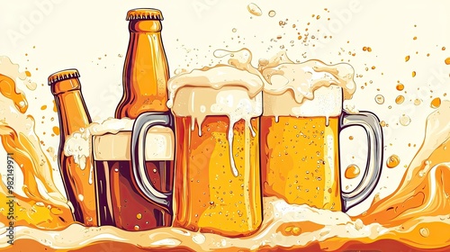 Playful Beer Foam Background photo