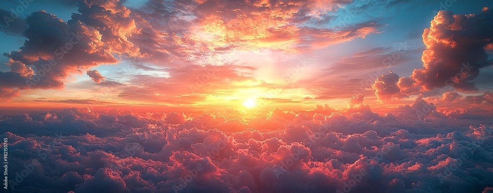 A serene sunrise with vibrant clouds, perfect for Thanksgiving and Halloween-themed designs, featuring ample copy space for messaging. A serene sunrise with vibrant clouds, perfect for Thanksgiving and Halloween-themed designs, featuring ample copy space for messaging.
