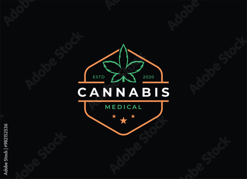 Medical marijuana or cannabis logo vector illustration