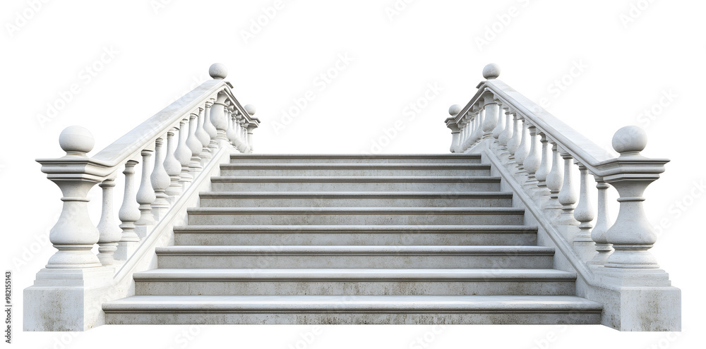 Fototapeta premium White steps architecture staircase isolated on white background