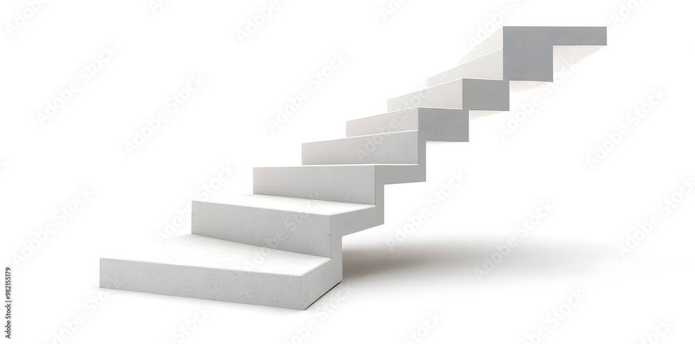 White steps architecture staircase isolated on white background White steps architecture staircase isolated on white background