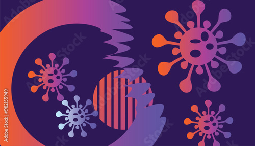 Coronavirus 2019-nCoV. Coronavirus 2019-nCoV outbreak. Virus cells on colorful background.