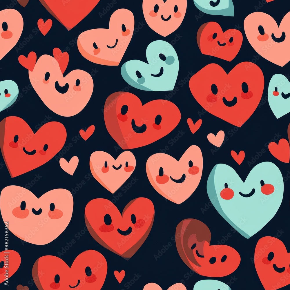 Fototapeta premium Happy Hearts Pattern.