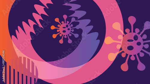 Coronavirus 2019-nCoV. Coronavirus 2019-nCoV outbreak. Virus cells on colorful background.
