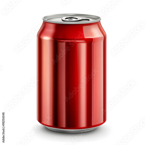 Red soda can realistic mock up isolated on white background