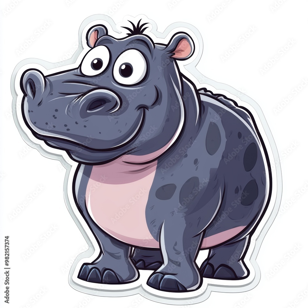 Fototapeta premium Cute Cartoon Hippo.