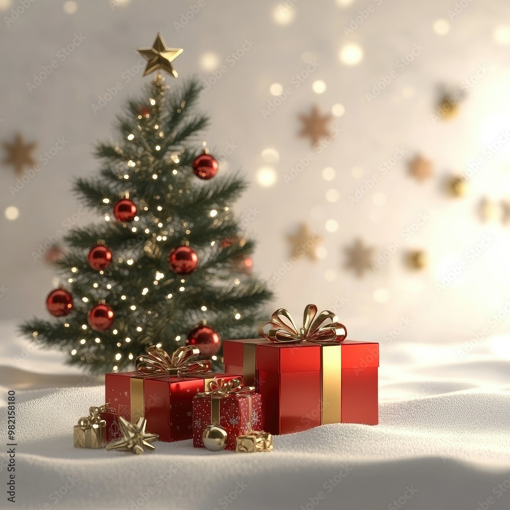 3d christmass background with giftbox and tree 3d christmass background with giftbox and tree