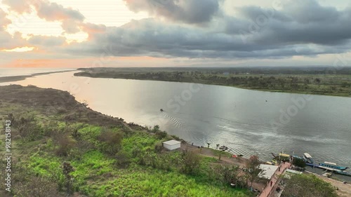 Wallpaper Mural landscape view of the river flowing into the sea, shoot 4k with a drone Torontodigital.ca