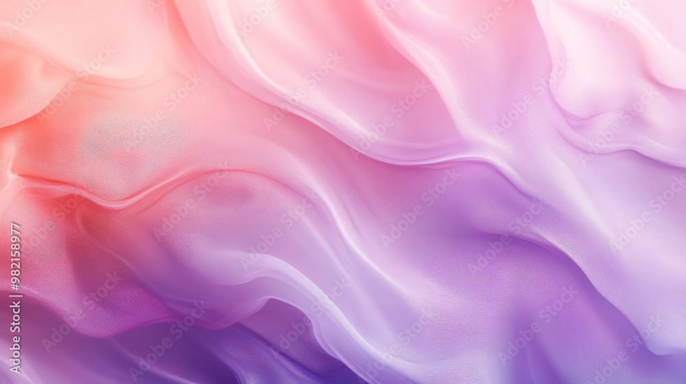 Fototapeta premium Soft pastel fluid waves of coral and lavender blending smoothly together, creating a calming, abstract background.