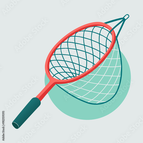 Illustration of a Vibrant Fishing Net on Gray Background