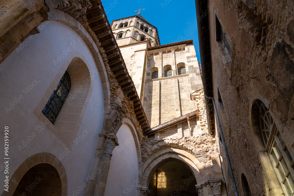 Fototapeta premium Majestic Abbey of Cluny with Romanesque towers and stone facades in Burgundy, France