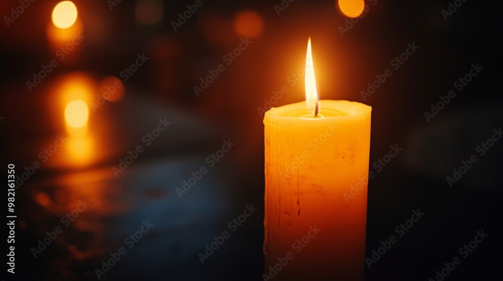 Single Candle Flame in Darkness: A Symbol of Hope and Tranquility Single Candle Flame in Darkness: A Symbol of Hope and Tranquility