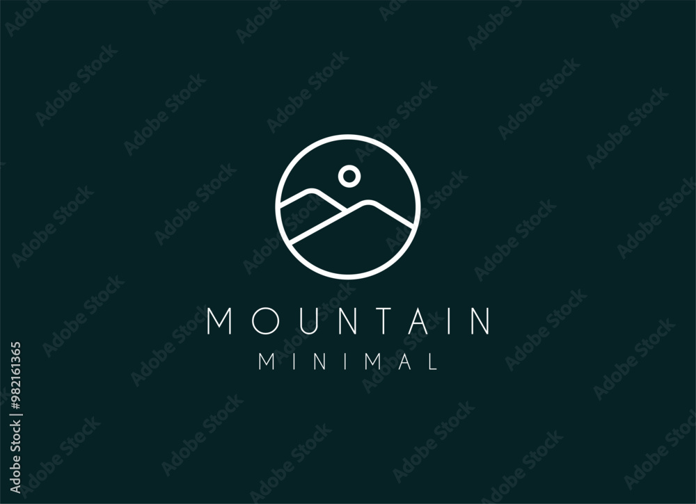 Obraz premium Minimalist mountain logo design. Premium Vector