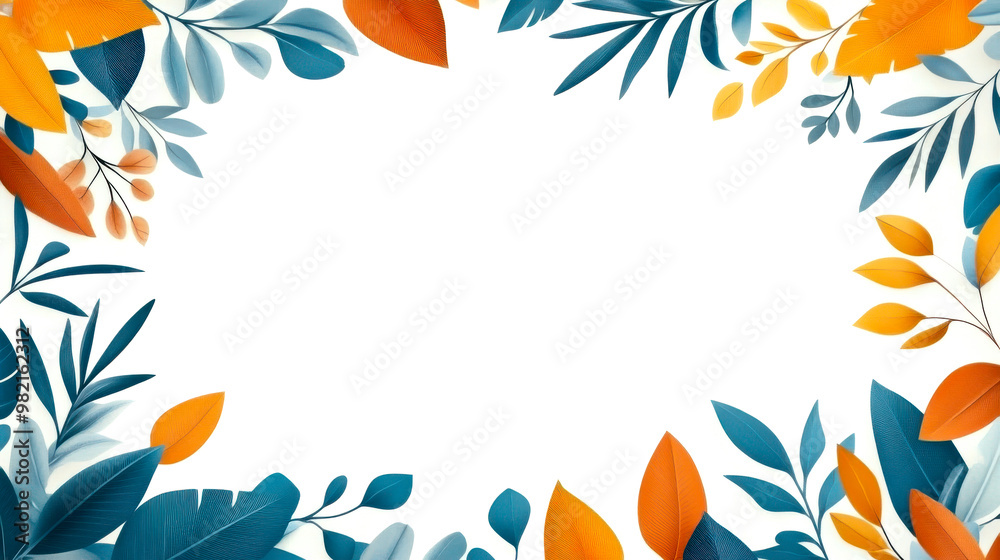 Fototapeta premium Vibrant leaves frame a blank space, perfect for seasonal designs and creative projects, showcasing autumnal colors and natural elegance.