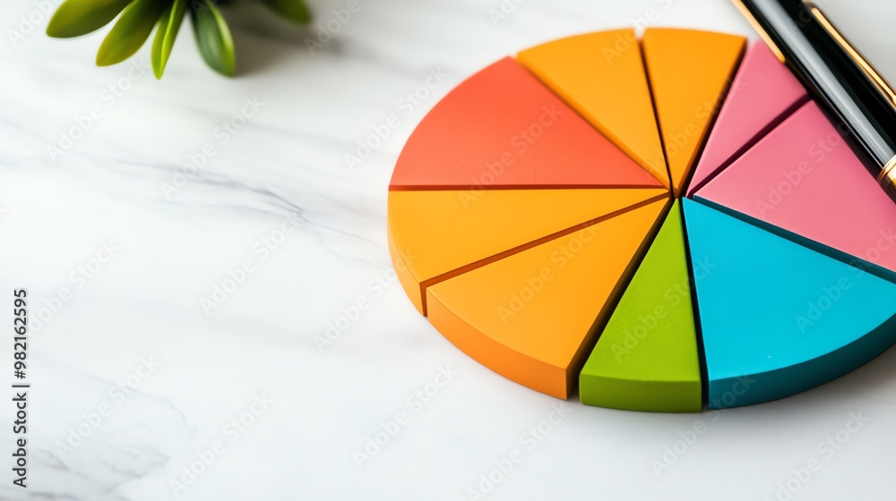 Fototapeta premium Closeup of a financial diversification chart, balanced and strategic, Financial diversification