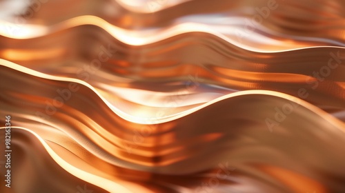 Abstract Metallic Waves in Warm Light - 3D Rendered Photographic Texture