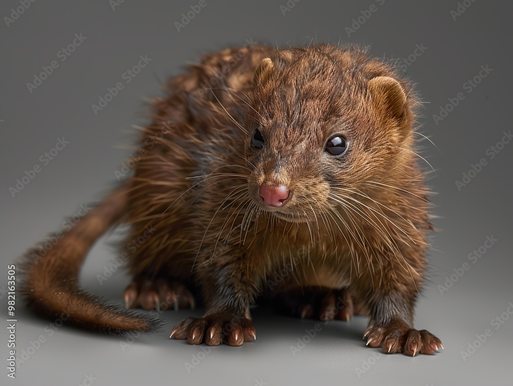 Close-Up Portrait of a Brown Weasel with Sharp Claws Close-Up Portrait of a Brown Weasel with Sharp Claws